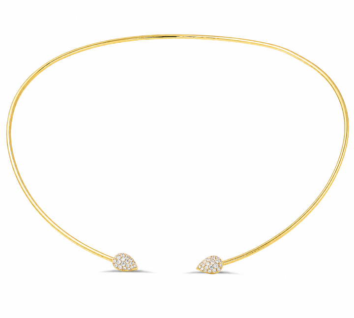 18K Gold Pear-Shaped Pavé Diamond Open Choker Necklace