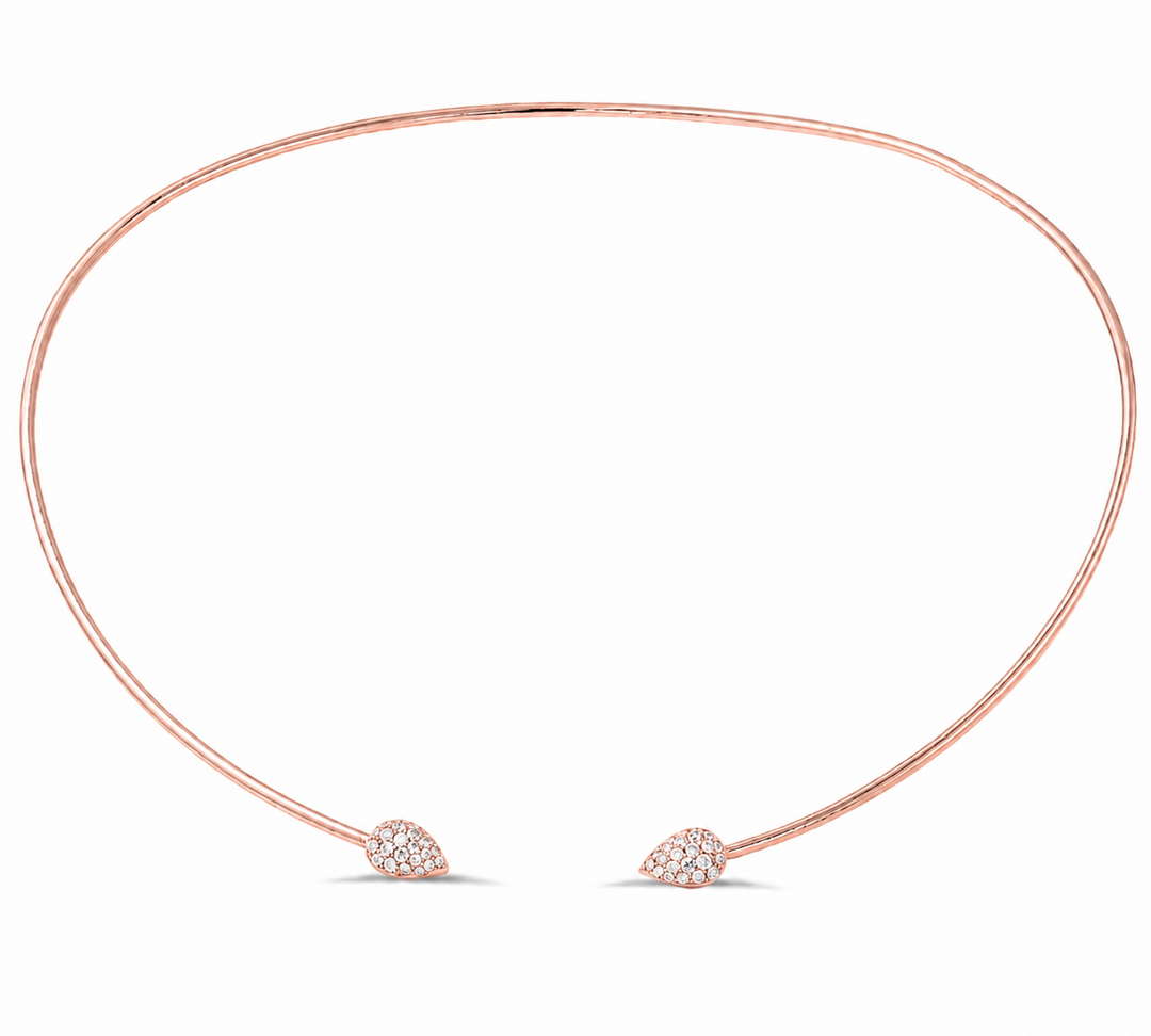 18K Gold Pear-Shaped Pavé Diamond Open Choker Necklace