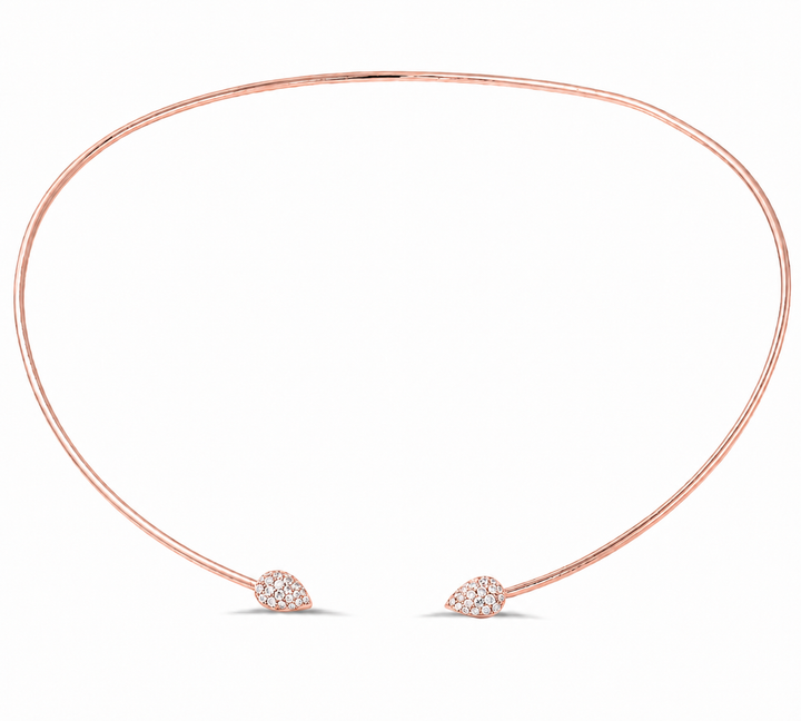 18K Gold Pear-Shaped Pavé Diamond Open Choker Necklace