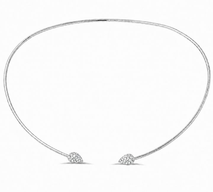 18K Gold Pear-Shaped Pavé Diamond Open Choker Necklace
