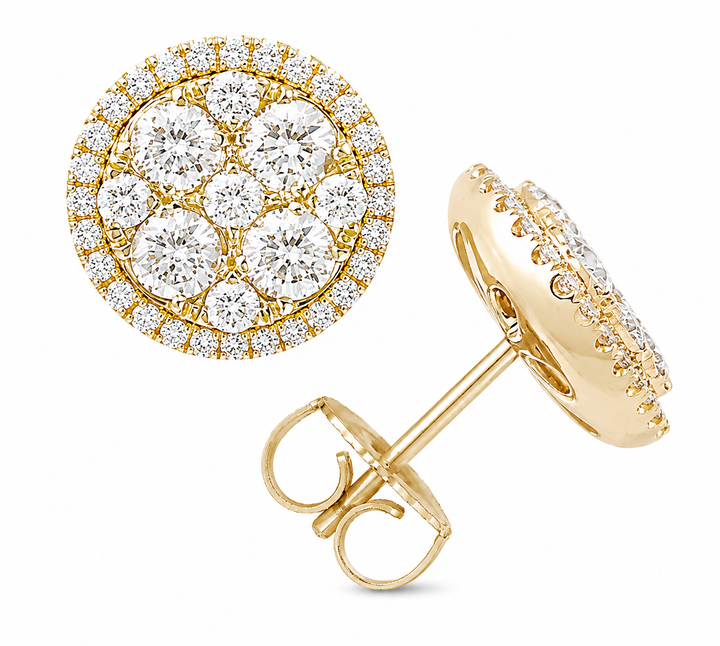 Illusion setting 18K gold and diamond stud earrings