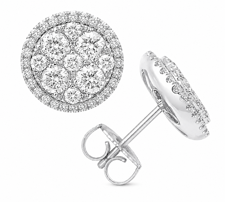 Illusion setting 18K gold and diamond stud earrings
