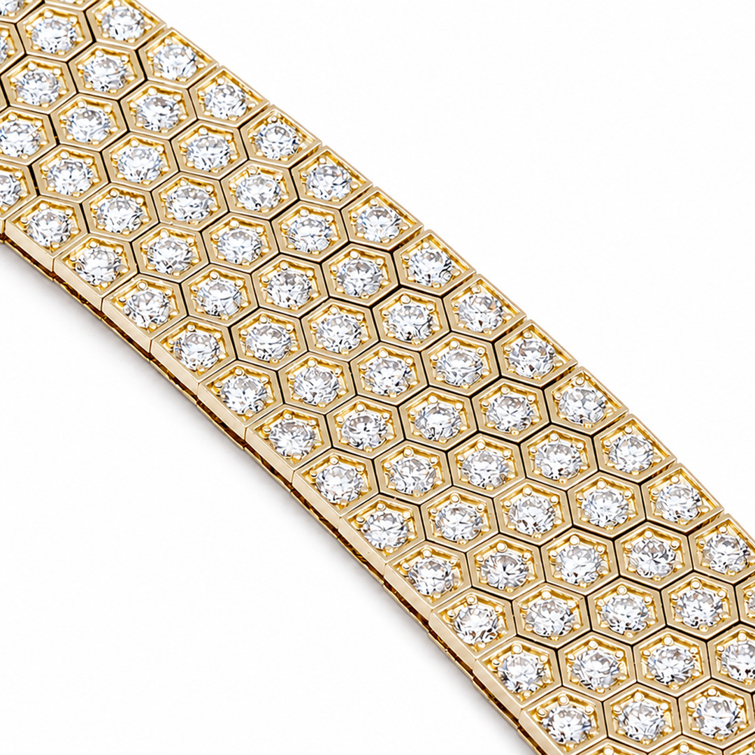 19.00 Carat Lab-Grown Diamond Honeycomb Bracelet