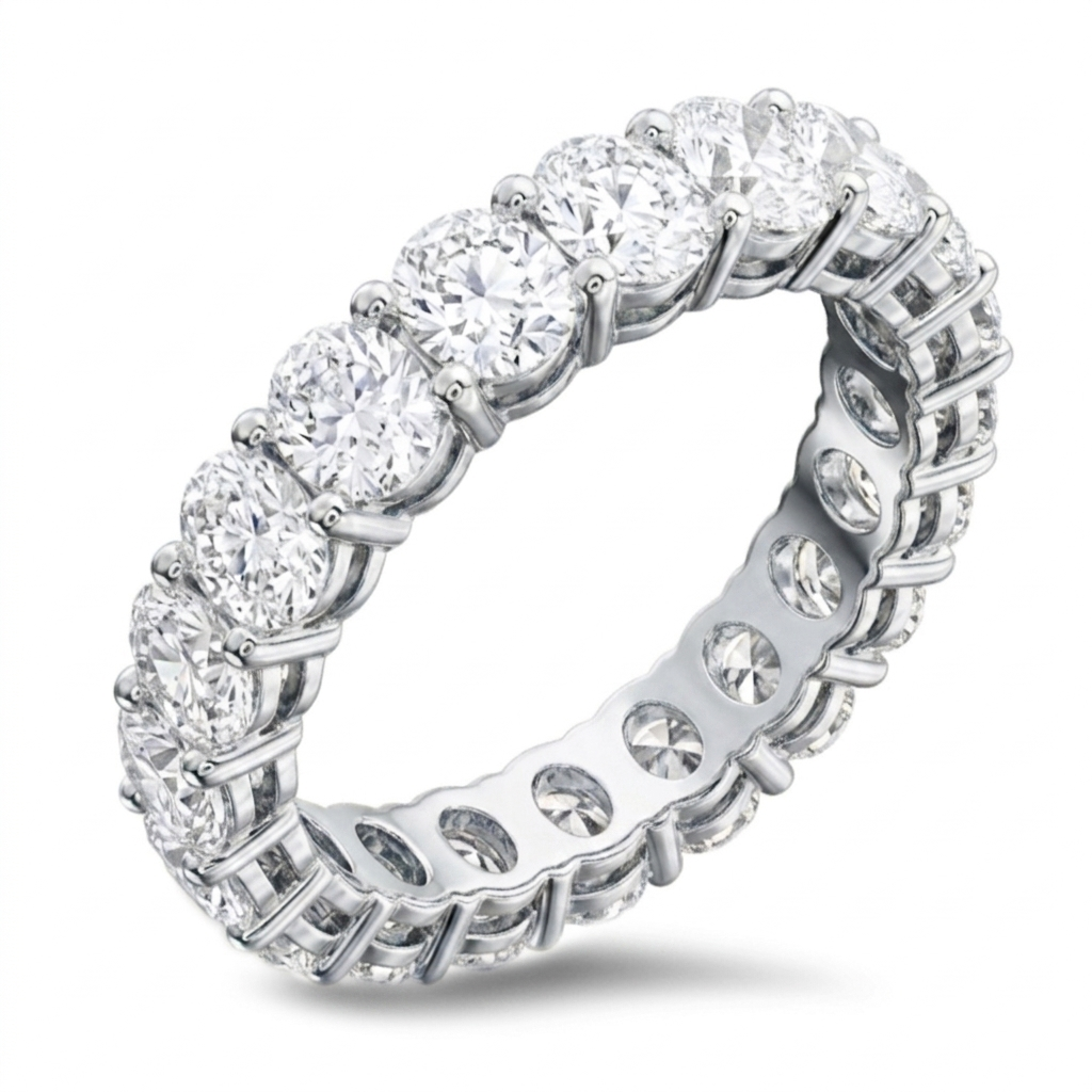 18K gold oval cut diamond eternity band