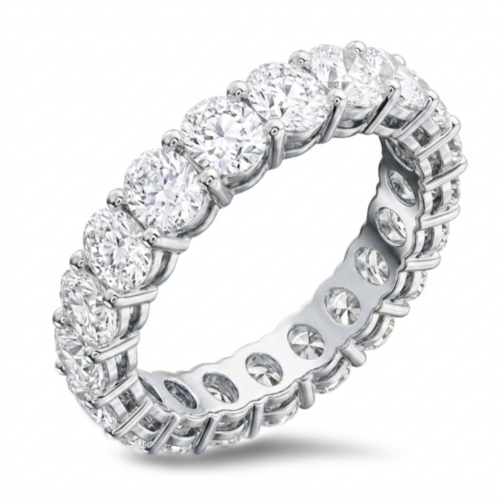 18K gold oval cut diamond eternity band