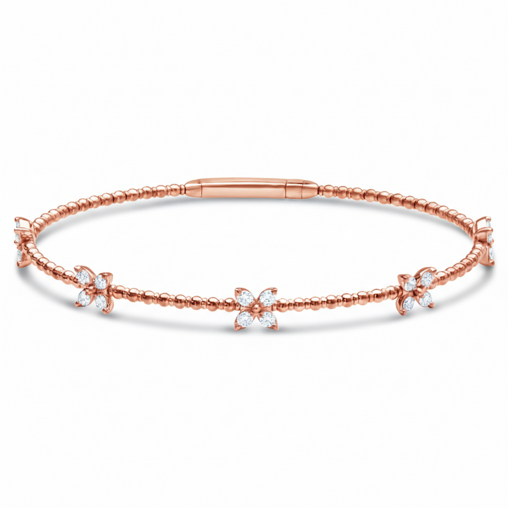 14K yellow gold 5 stations diamond bangle