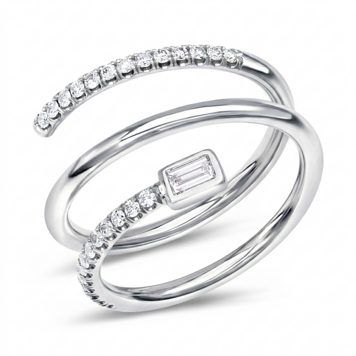 18K Gold Diamond Spiral Ring