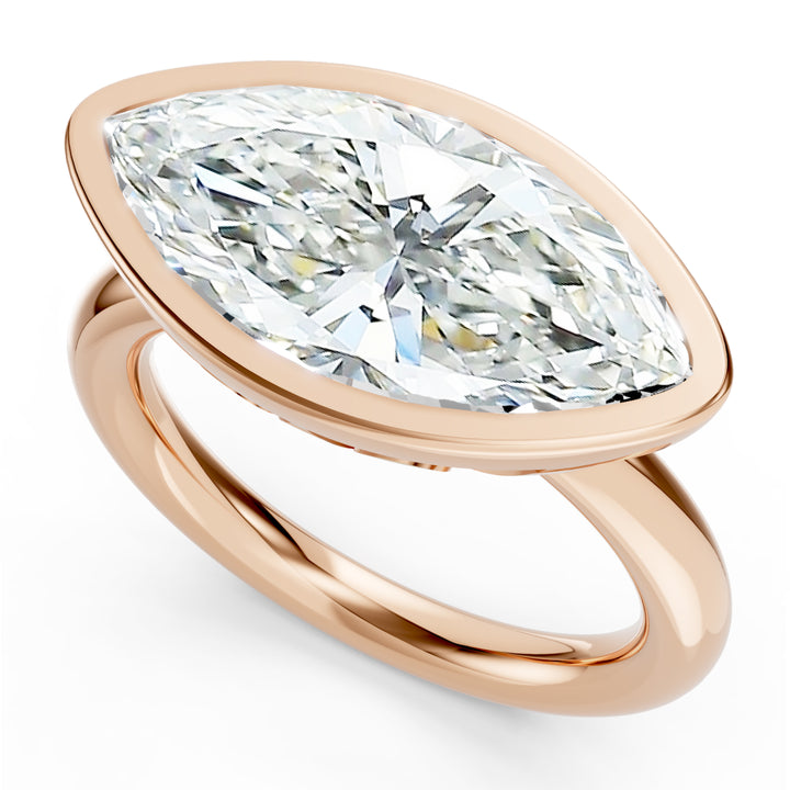 18K Gold Ring Featuring Marquise Lab-Grown Diamond