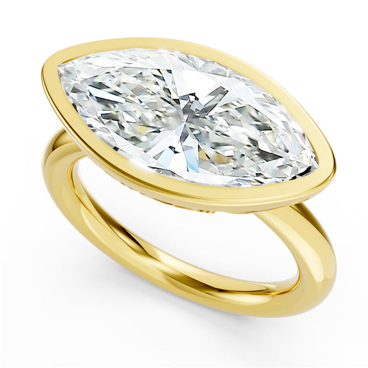 18K Gold Ring Featuring Marquise Lab-Grown Diamond