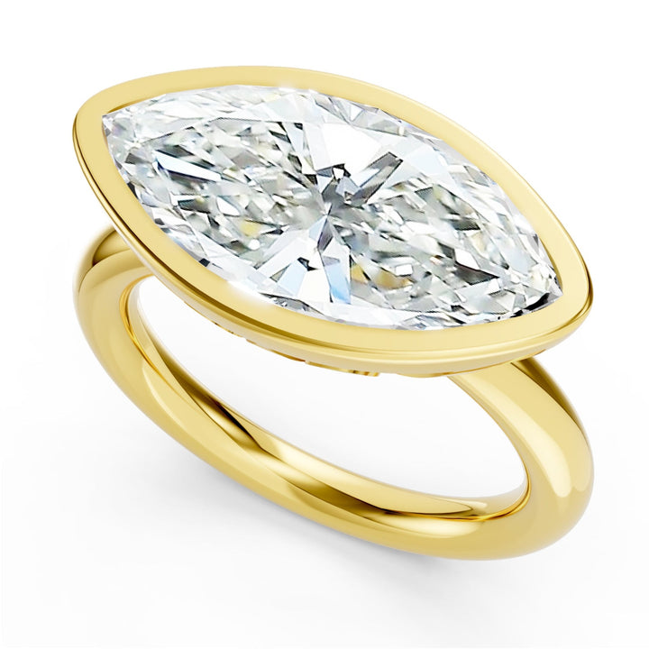18K gold ring featuring marquise lab grown diamond