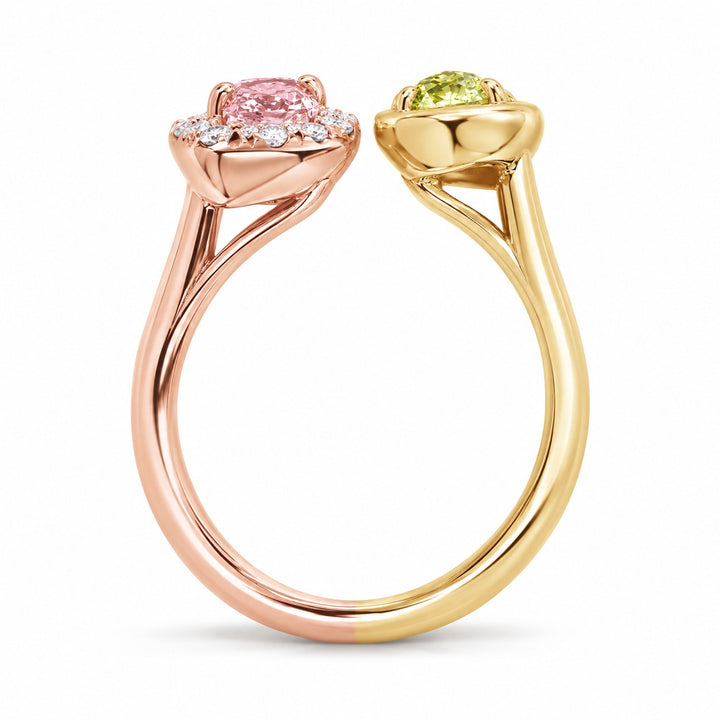 18K two-tone gold diamond split ring