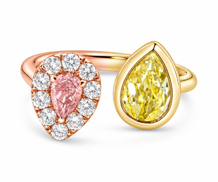 18K two-tone gold diamond split ring