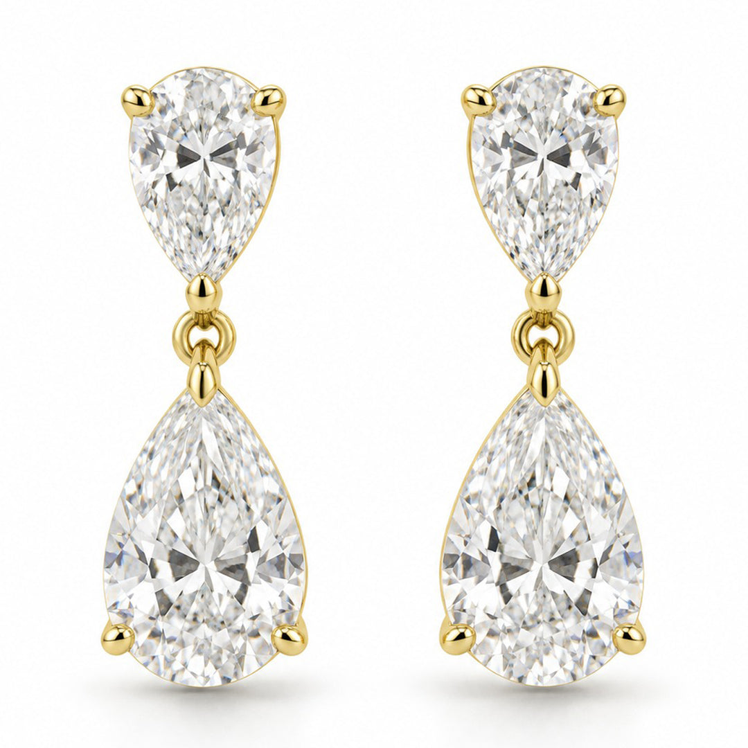 14K Yellow Gold Pear-Shaped Lab-Grown Diamond Drop Earrings