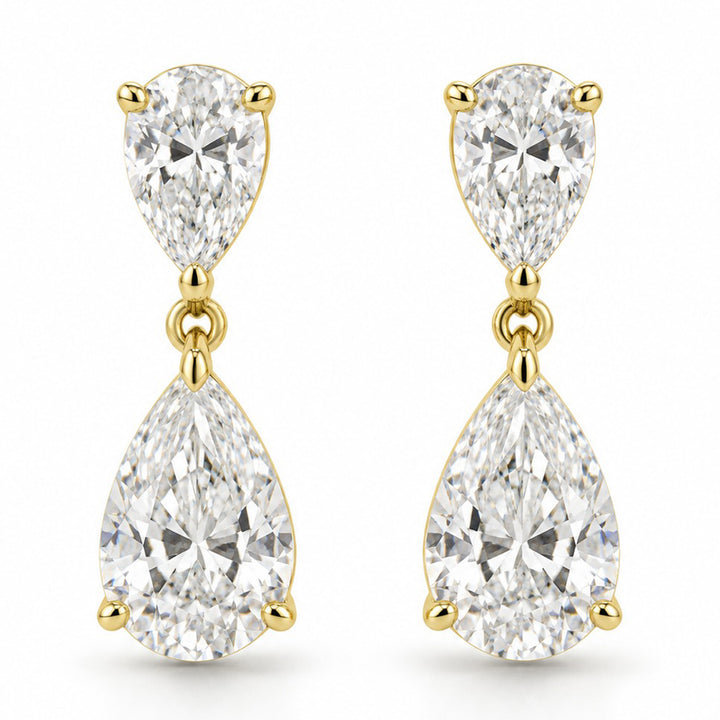 14K Yellow Gold Pear-Shaped Lab-Grown Diamond Drop Earrings