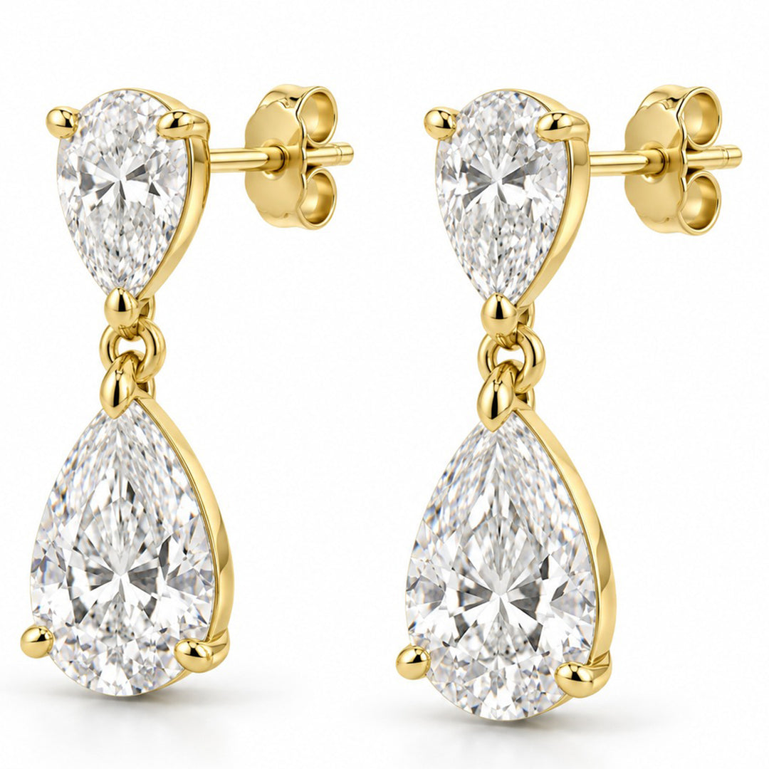 14K Yellow Gold Pear-Shaped Lab-Grown Diamond Drop Earrings