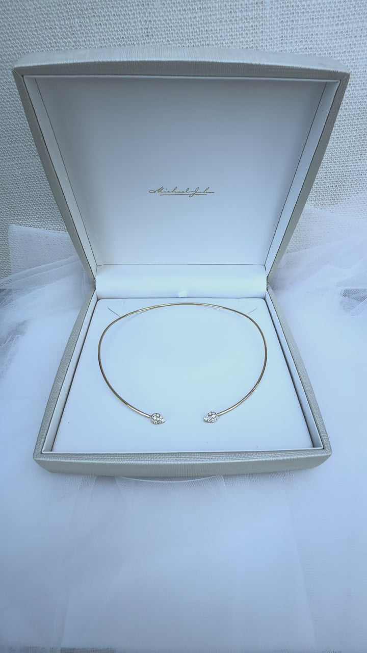 18K Gold Pear-Shaped Pavé Diamond Open Choker Necklace