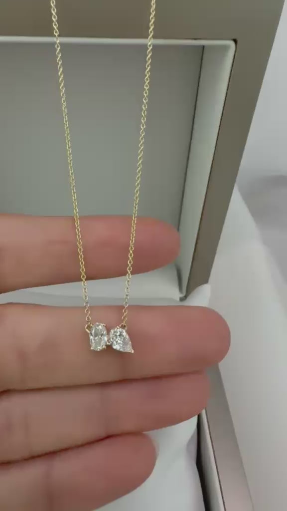 14K Yellow Gold Two-Stone Lab-Grown Diamond Pendant