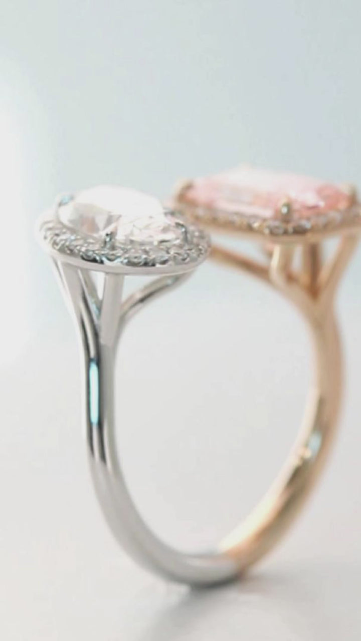 18K Two-tone Gold Diamond Split Ring