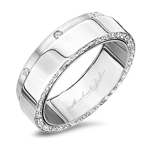 Diamond men's band in 18K gold - SKU# 15526