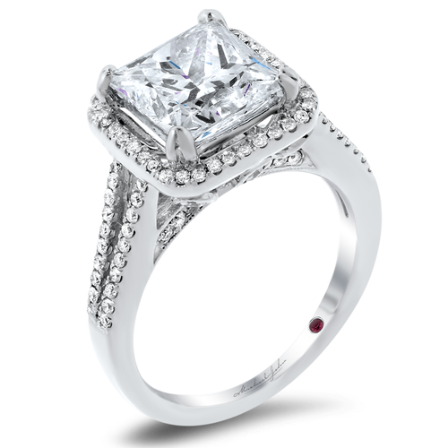 18K white gold engagement ring - SKU# 17452