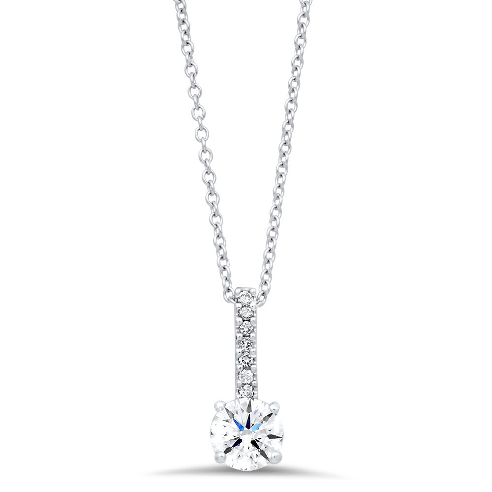 18K white solitaire gold diamond pendant - SKU#: 20218