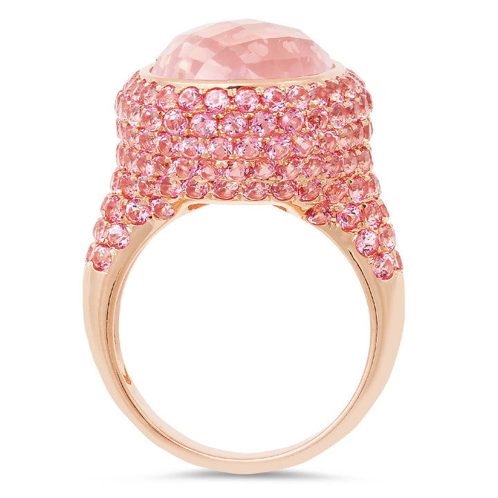 18K rose gold quartz and topaz ring - SKU#: 21031
