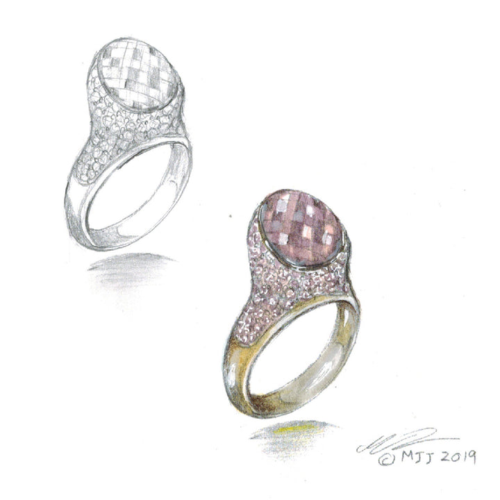 18K rose gold quartz and topaz ring - SKU#: 21031