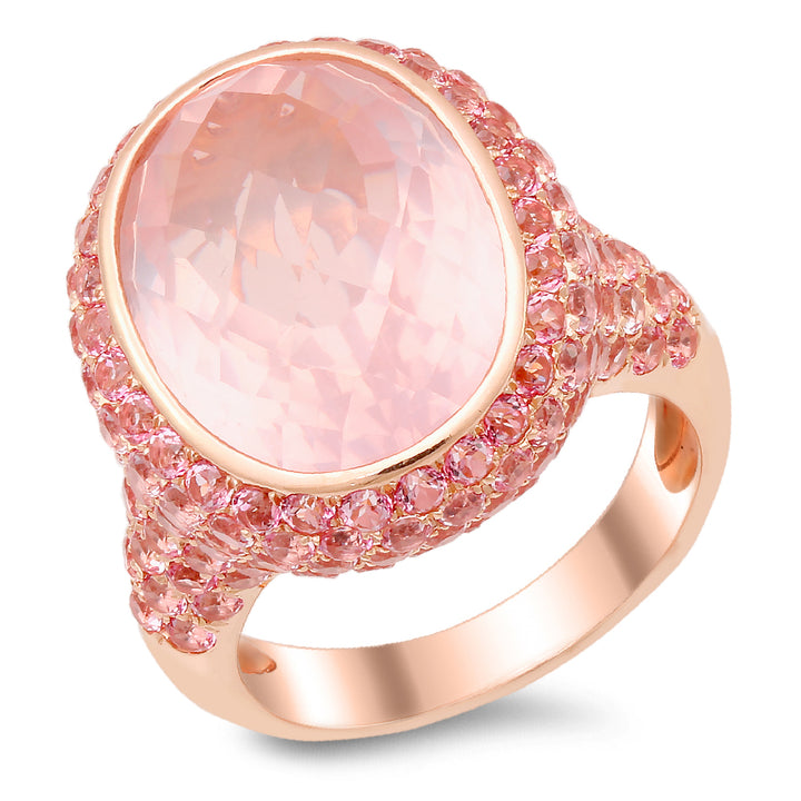 18K rose gold quartz and topaz ring - SKU#: 21031