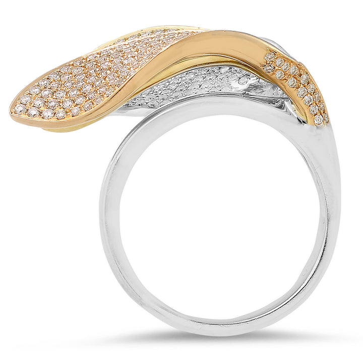18K tri-color gold diamond ring - SKU#: 22370