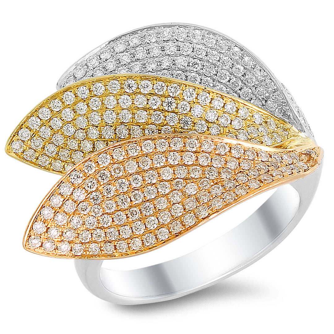 18K tri-color gold diamond ring - SKU#: 22370