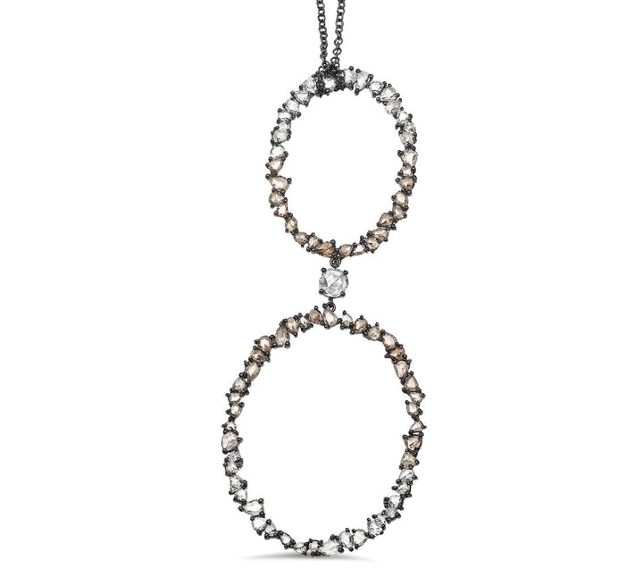 18K white gold black rhodium coated diamond pendant - SKU#: 23954