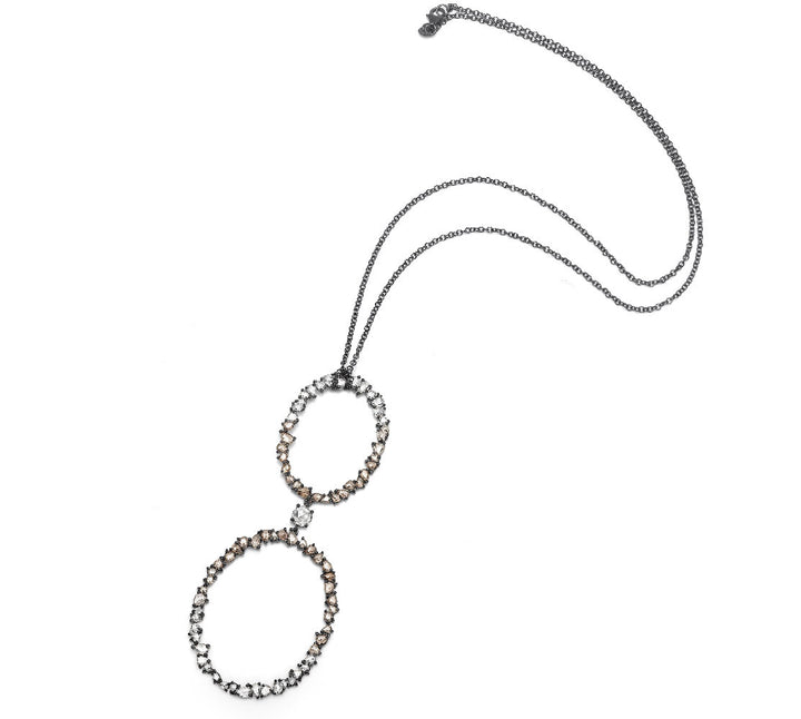 18K white gold black rhodium coated diamond pendant - SKU#: 23954