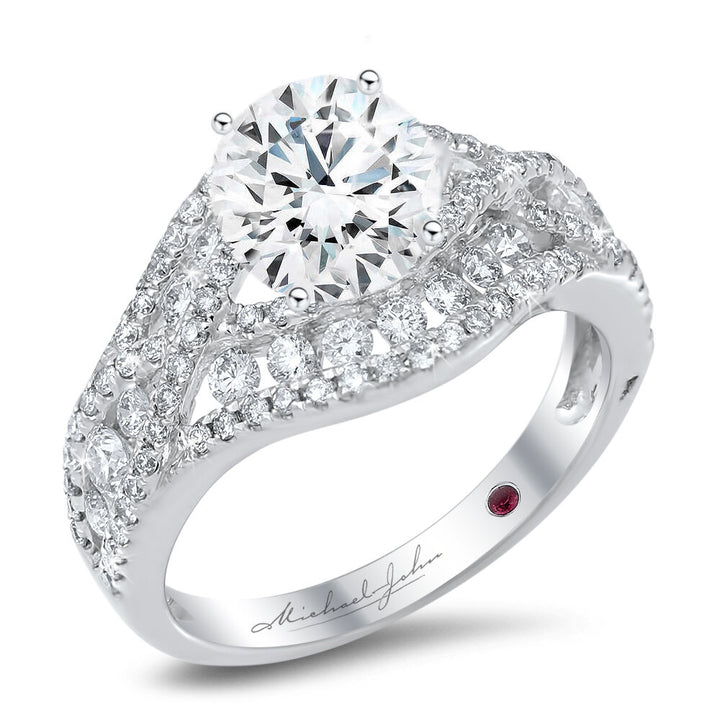 18K white gold engagement ring - SKU# 24714