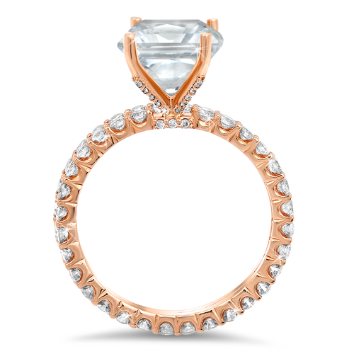Two-piece diamond studded engagement ring with a total of 1.50 carat round cut diamonds set into 18K rose gold