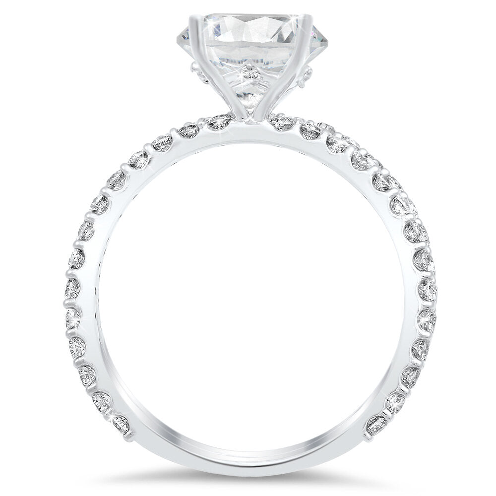 18K white gold engagement ring and matching band - SKU# 25909