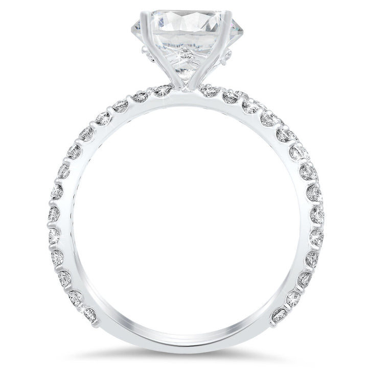 18K white gold engagement ring and matching band - SKU# 25909