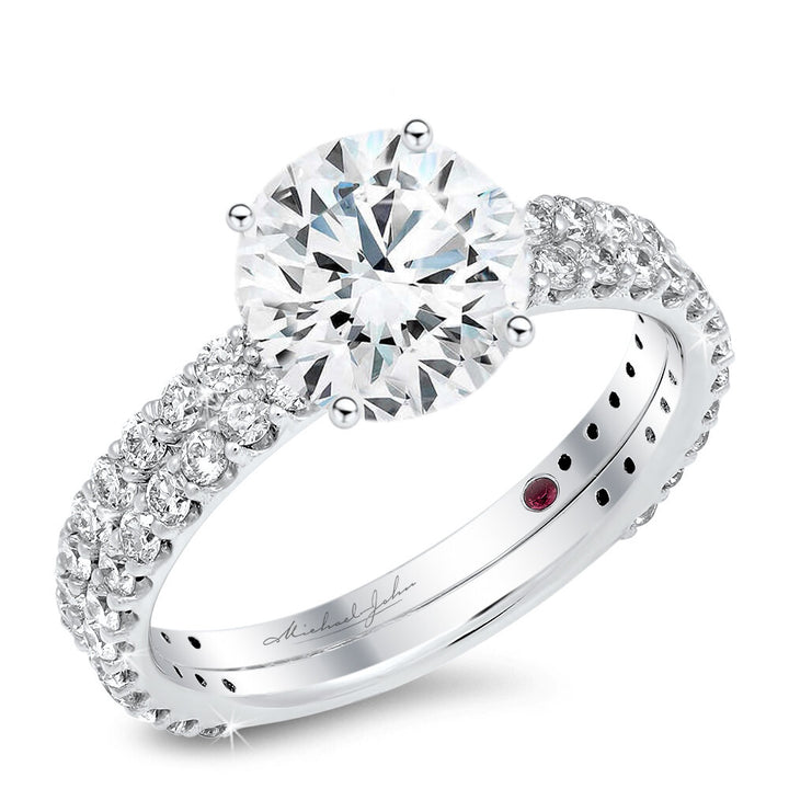 18K white gold engagement ring and matching band - SKU# 25909