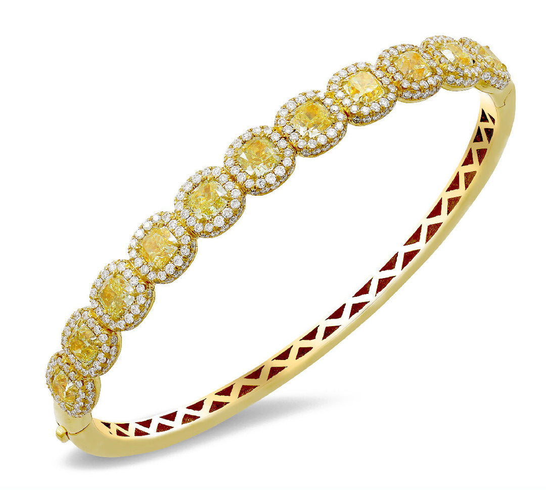 18K yellow gold diamond bangle - SKU#: 27572