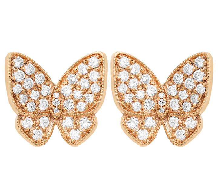 18K gold diamond butterfly stud earrings - SKU#: 28120