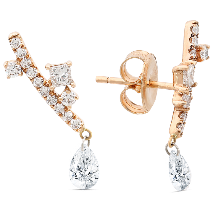 18K rose gold diamond earrings - SKU#: 28733