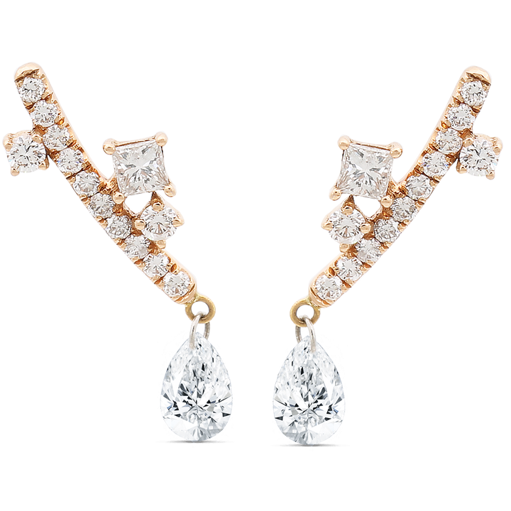 18K rose gold diamond earrings - SKU#: 28733