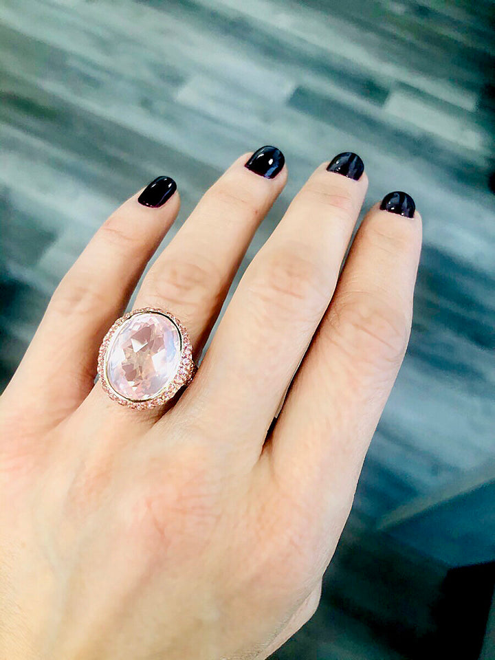 18K rose gold quartz and topaz ring - SKU#: 21031