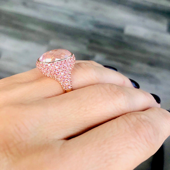 18K rose gold quartz and topaz ring - SKU#: 21031
